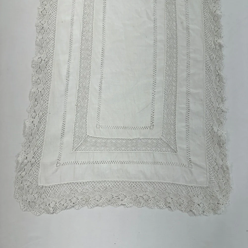Vintage Crochet Lace Table Runner 52x17 White‎ Openwork